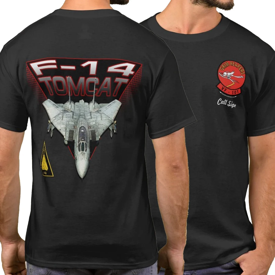 

Naval F-14 Tomcat VFA-101 "Grim Reapers" Strike Fighter Squadron T Shirt Short Sleeve Casual 100% Cotton O-Neck Mens T-shirt