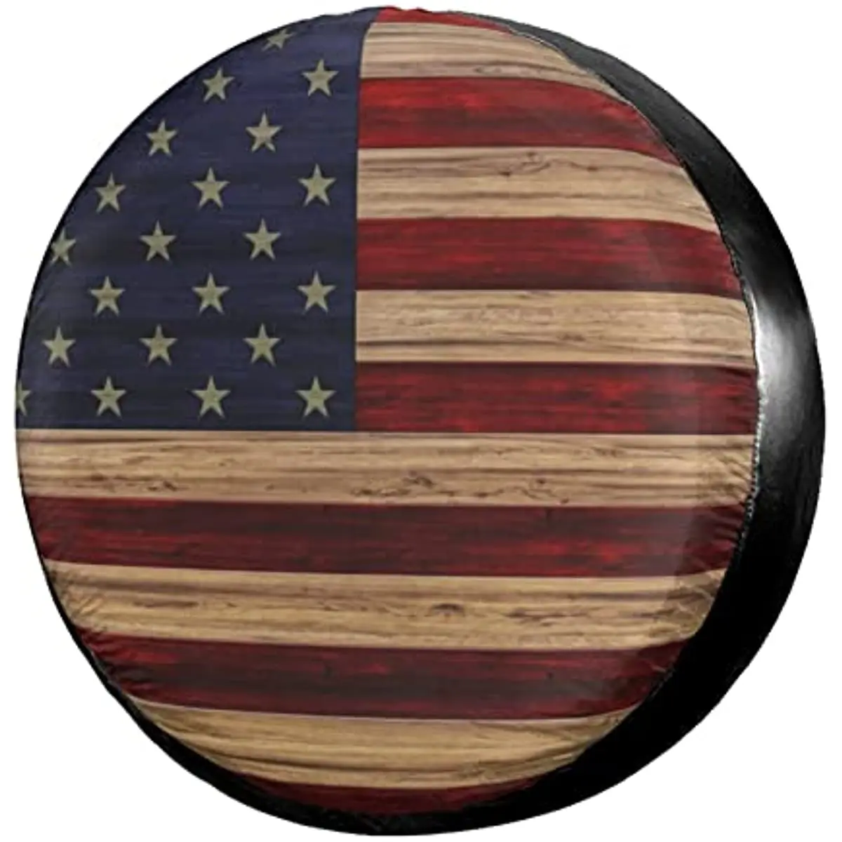 

American Flag Reclaimed Wood Spare Tire Cover Waterproof Dust-Proof Wheel Tire Cover Fit for ,Trailer, RV, SUV and Many Vehi