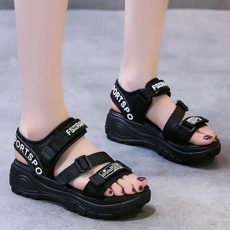 Beach Sandals Woman Summer 2023 New Muffin Platform Women's Shoes Trendy Student Sports Sandals Platform Shoes  Shoes for Women