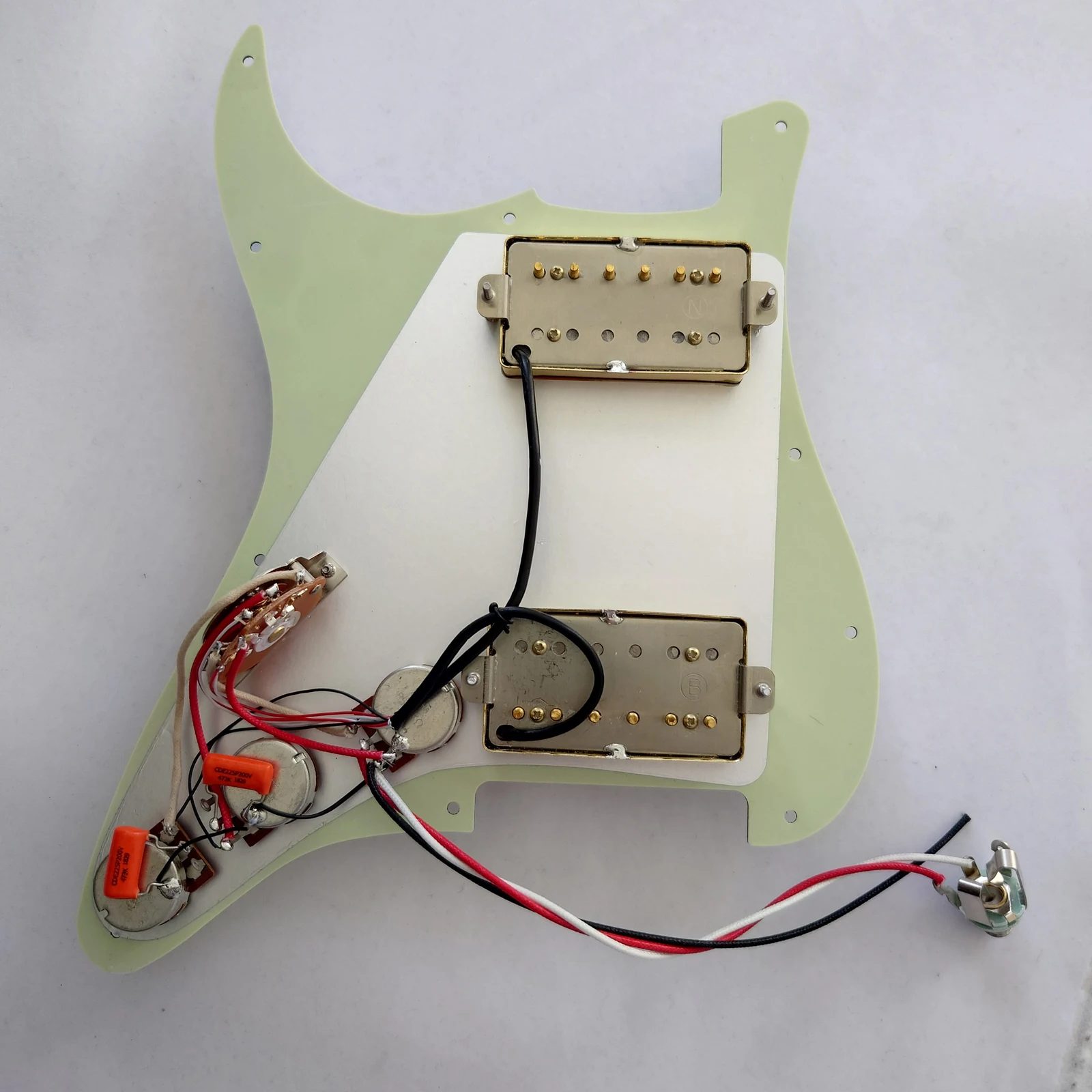 Upgrade Prewired HH Pickguard 2 Alnico V Gold Humbucker Coil Split 5 Way Blade for ST Professional Guitar Parts