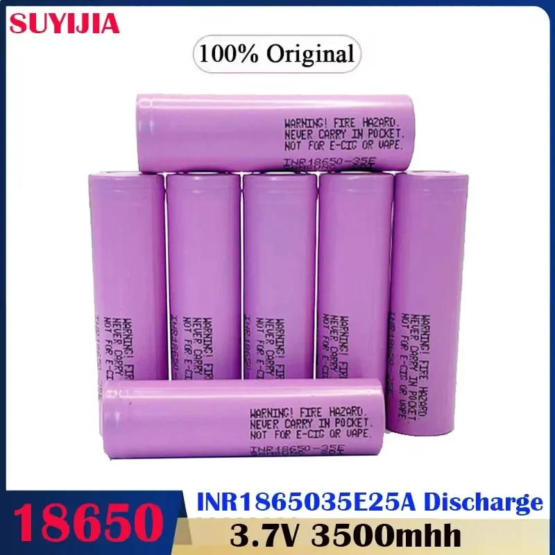 100%Original18650 Rechargeable Battery35E 25A Discharge Battery 3.7V 3500mAh High Power Lithium Ion Electric Screwdriver Battery