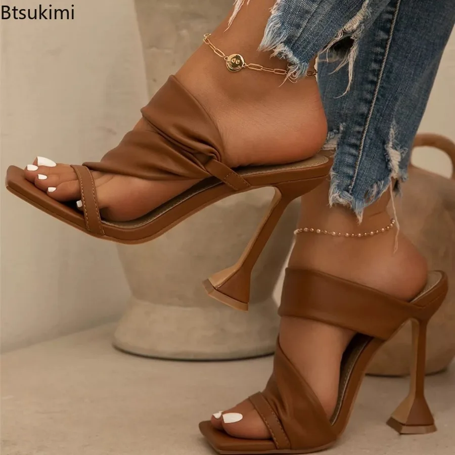 New 2026 Women's Summer Sandals Open Toe High Golden Solid Heels Party Heel Slippers Sandalias Mujer Casual Shoes Women Pumps