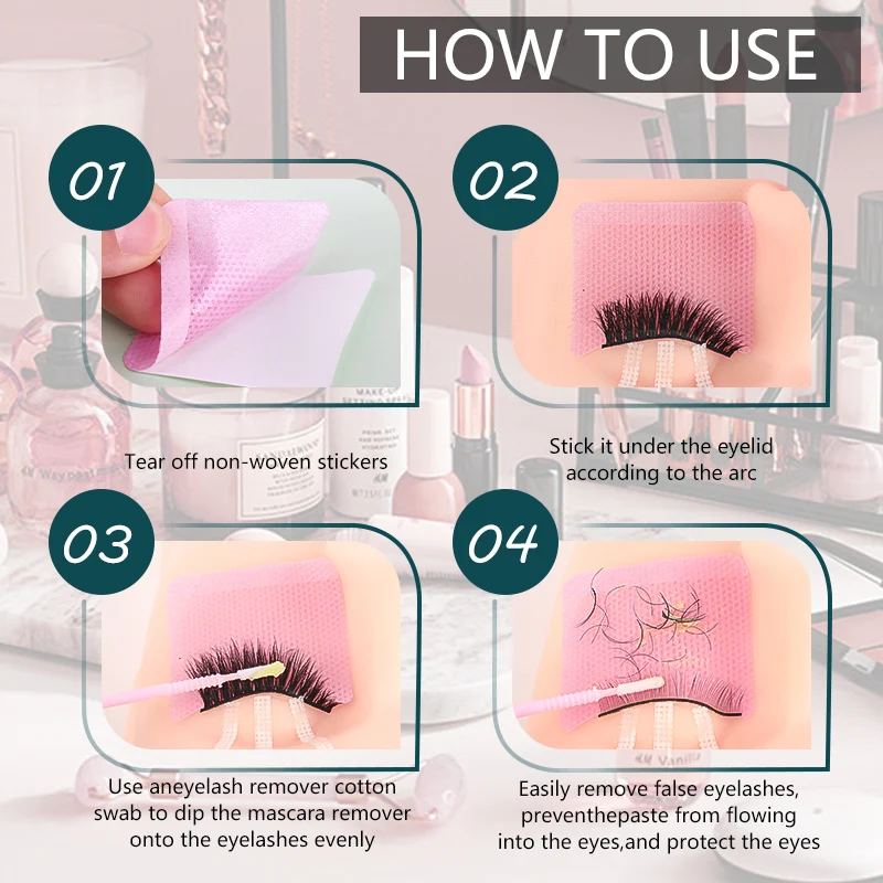 40 stücke Rosa Augenklappen Wimpern Verlängerung Fusselfrei Unter Augenklappen Multi-verwenden Lidschatten Make-Up Hilfe Wimpern Verlängerung werkzeuge