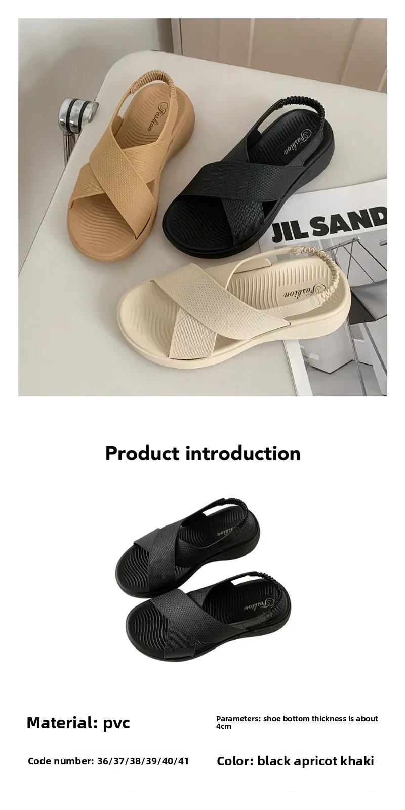 Damen-Sandalen mit Dicker Sohle 2026 Sommer Neue Modische Weichsohlige Strandpantoffeln Atmungsaktive Rutschfeste Modische Sandalen für Frauen – Detail 2