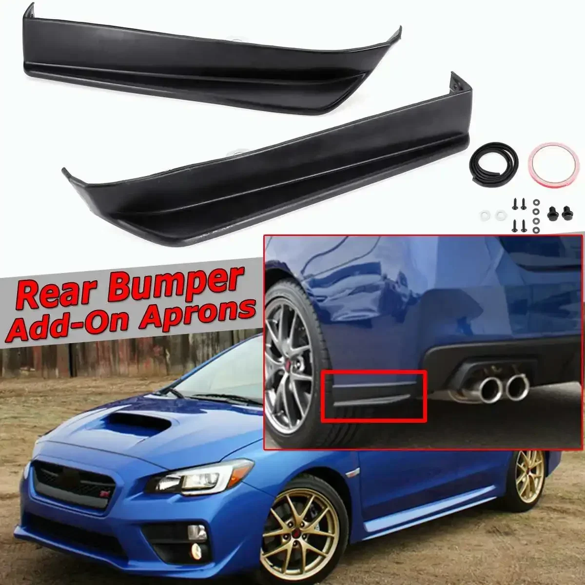 Carbon Fiber Look 2x Car Rear Bumper Lip Aprons Spats Splitters Diffuser Protector For Subaru Impreza WRX STI 2015-2019 Body Kit