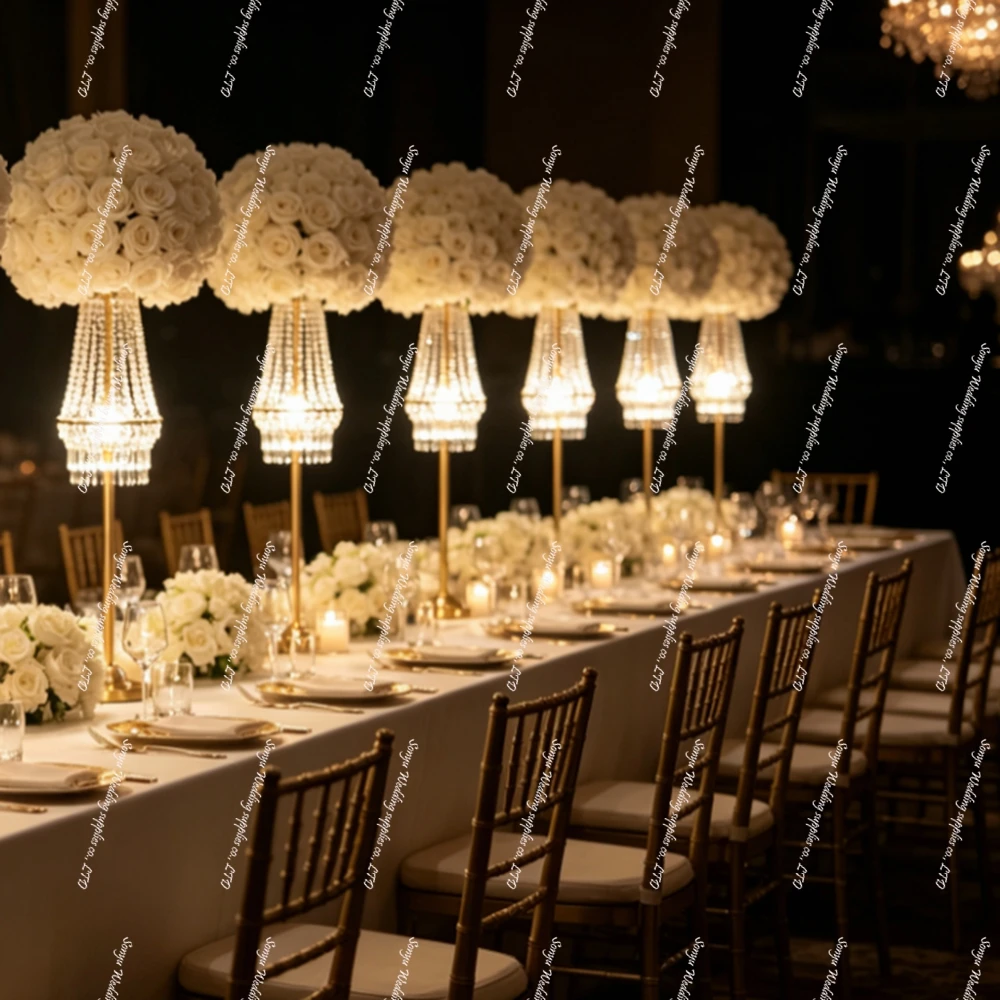80-120cm 5/10pcs Supplied Directly Luxury Gold Standing Lamp Shade for Events & Wedding Table Centerpieces