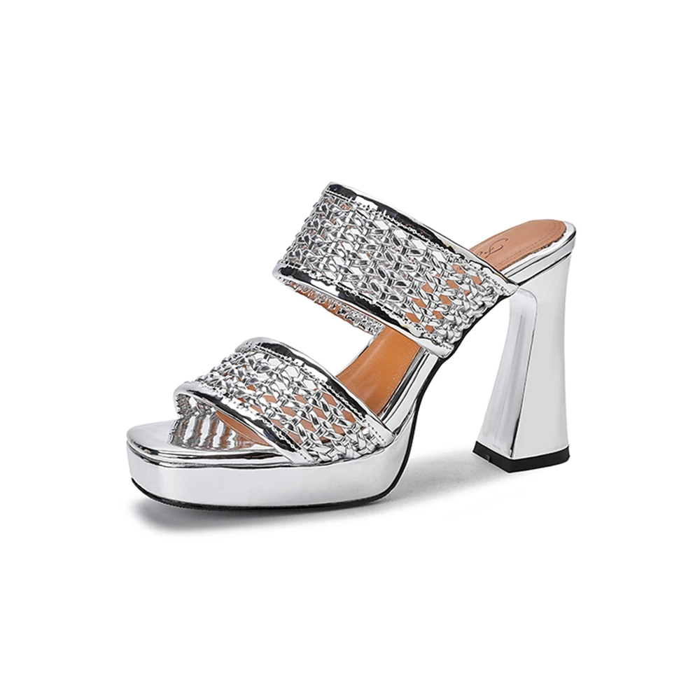 

Genuine Leather Open Toe High Heels Sandals Women Summer Fashion Sexy Party Dresses Wedding Dresses Business Slippers 898-288