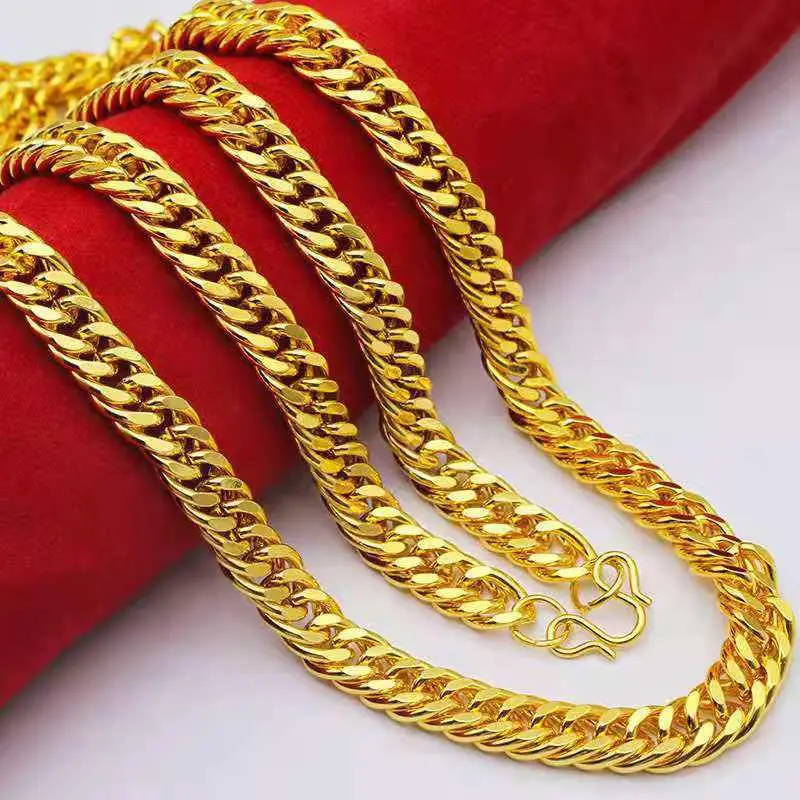 Sand Gold Necklace 24K Gold Plated Copper Single Double Wave Chain Elegant Trendy Neck Jewelry Perfect for Dating