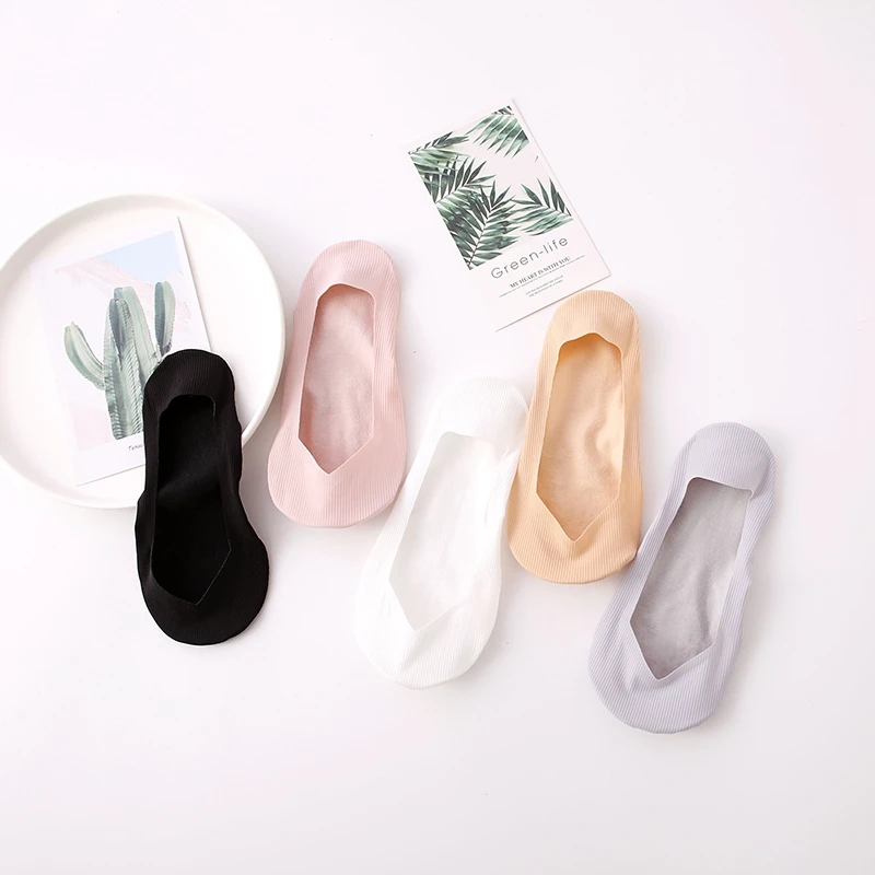 Summer  Women Invisible Socks Low Cut Thin Fashion Short Boat No Show Socks Slippers Silicone Antiskid Ice Silk Girl Sock