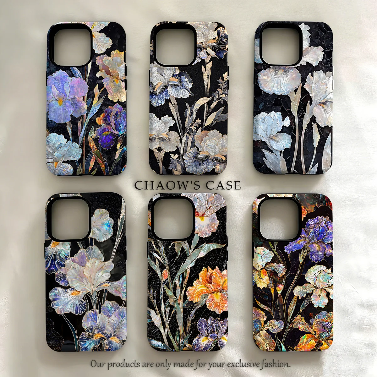 

High-end luxury mother-of-pearl floral Phone Case for iPhone 17 16 15 14 13 12 11 Pro Max Air Plus Double-layer Back Cover