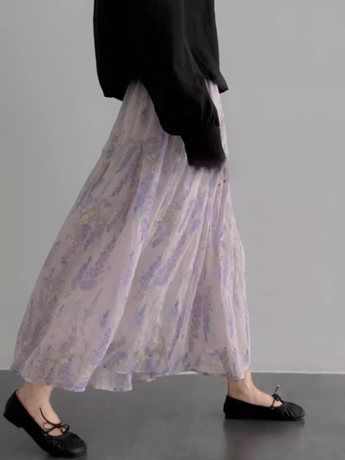 

Летняя женская эластичная юбка с высокой талией и цветочным принтом, длинная прозрачная юбка-зонтик трапециевидной формы для похудения, закрывающая бедра