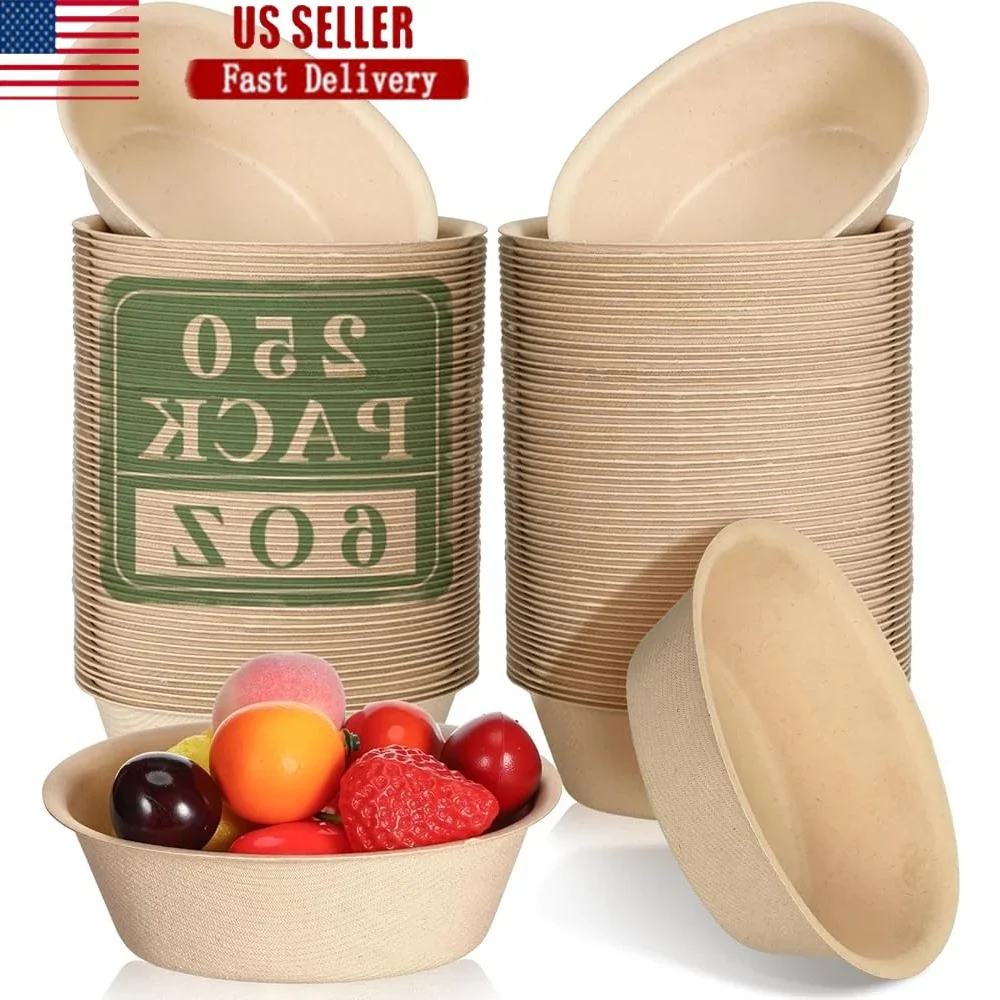 

250 Pack 6 oz Disposable Paper Bowls Bulk Small Party Supplies Perfect Soup Salad Ice Cream Desserts Catering Picnic Events