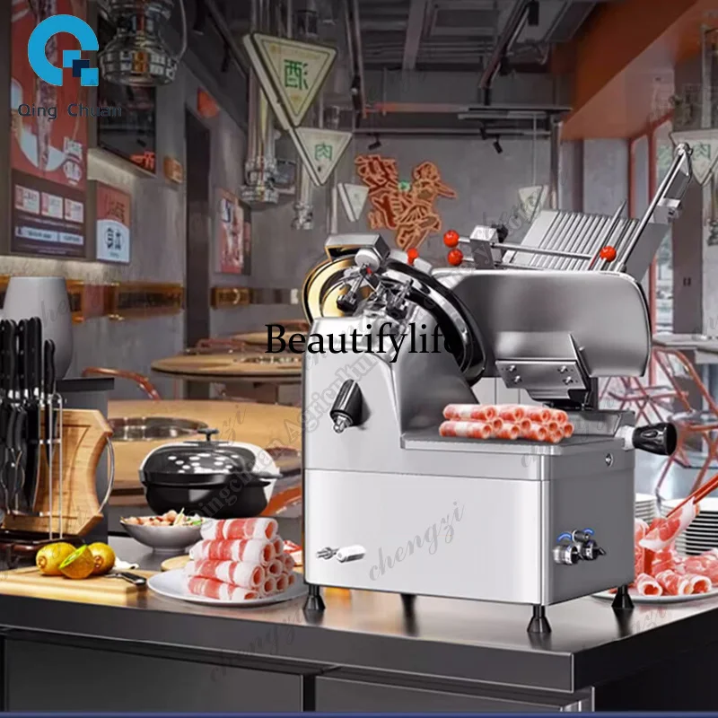 

81 Frozen Meat Slicer Commercial 12 inch 38 - 40 pieces/min Automatic Mutton Roll Beef Roll Fat Beef Slice Frozen Meat Slice
