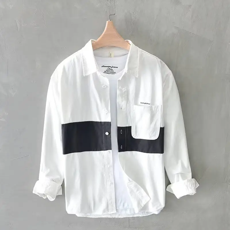 

Мужская удлиненная куртка-рубашка в стиле кэжуал, с элементами ретро-дизайна, в японском стиле, для работы, весна-осень, новая модная, из полиэстера, приталенная.