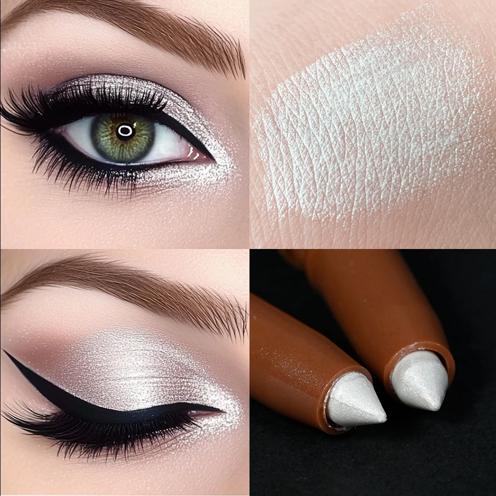 Highlight Stick Glitter Weiß 1 Stück Schimmernder Lidschatten-Lidschattenstift für helle Augen Schillernde Wirkung Make-up-Highlighter