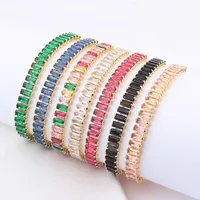 Wide CZ 18K Gold Plated Geometric Zircon Bracelets for Women Girl Accessories Fashion Jewelry Rainbow AAA Zircon Party Gift