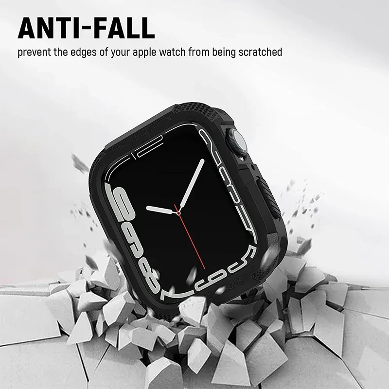 Rugged Cover for Apple Watch Case 42mm 46mm 44mm 40mm 45mm 41mm  38mm Se 6 5 4 3 TPU Screen Protector Case IWatch Serie 7 8 9 10