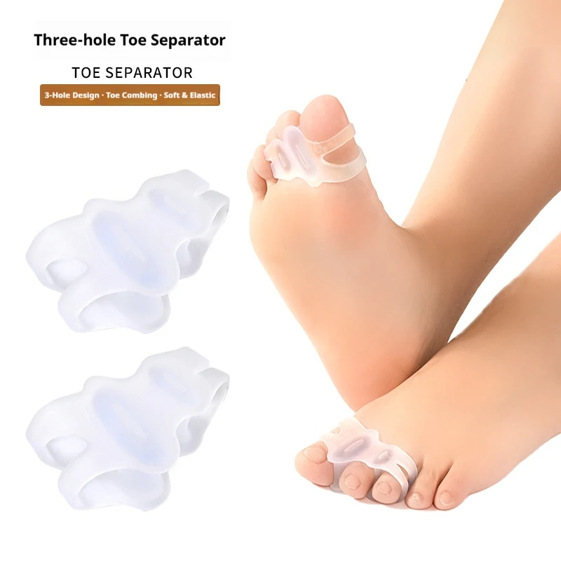 Correcteur d'orteils en silicone à trois trous, séparateur d'orteils pour hallux valgus, protecteurs orthopédiques pour hommes et femmes, soins des pieds