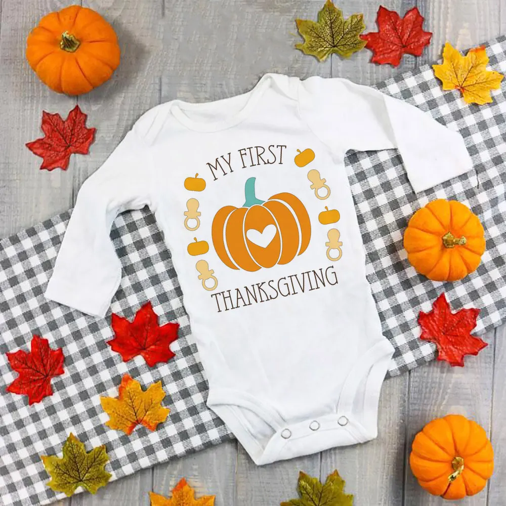 My First Thanksgiving Baby Bodysuit Infant Turkey Romper Girl Boy Cute Clothes Thanksgiving Baby Gift Fall Toddler Jumpsuit