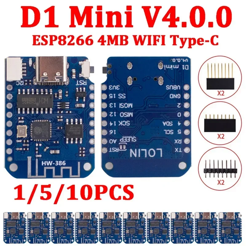 

10/5/1PCS WeMos D1 Mini ESP8266 WIFI Internet of Things Development Board Based ESP-8266 D1 Mini V4.0.0 NodeMCU Lua IOT Board