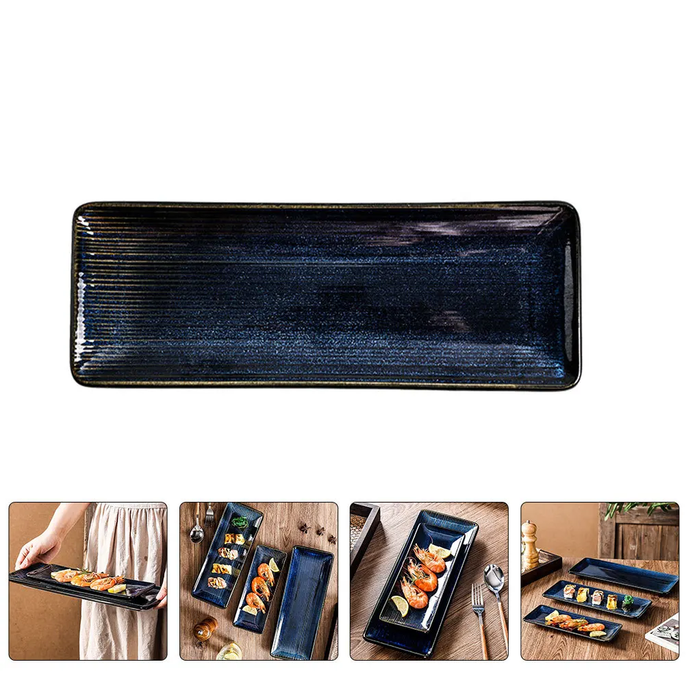 

Ceramic Sashimi Plate Exquisite Sushi Plate Multi Function Food Display Dish Restaurant Hotel Home Use Decorative Sushi Tray