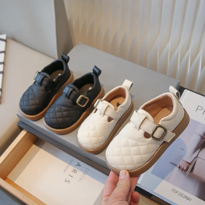 Children's Leather Shoes2024Spring and Autumn New Soft Bottom Baby Shoes Little Girl Princess Shoes Soft Bottom Peas Shoes