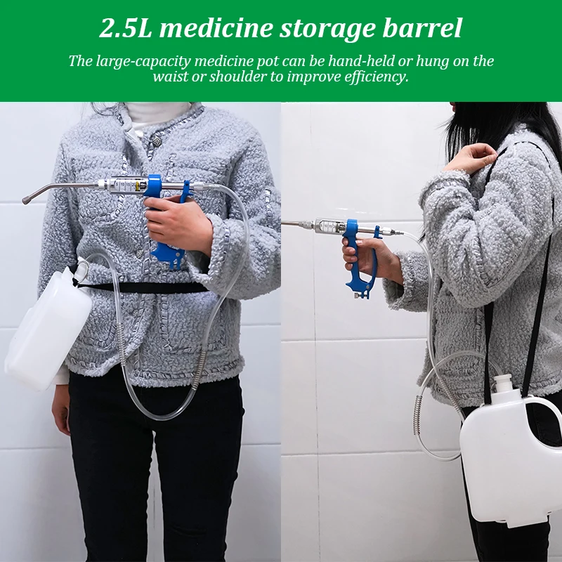 5ML/10ML/20ML/30ML Veterinary Continuous Feeding Gun for Cattle Goat Pet Backpack Medicine Pot Drenching Gun with 2.5L Bottle