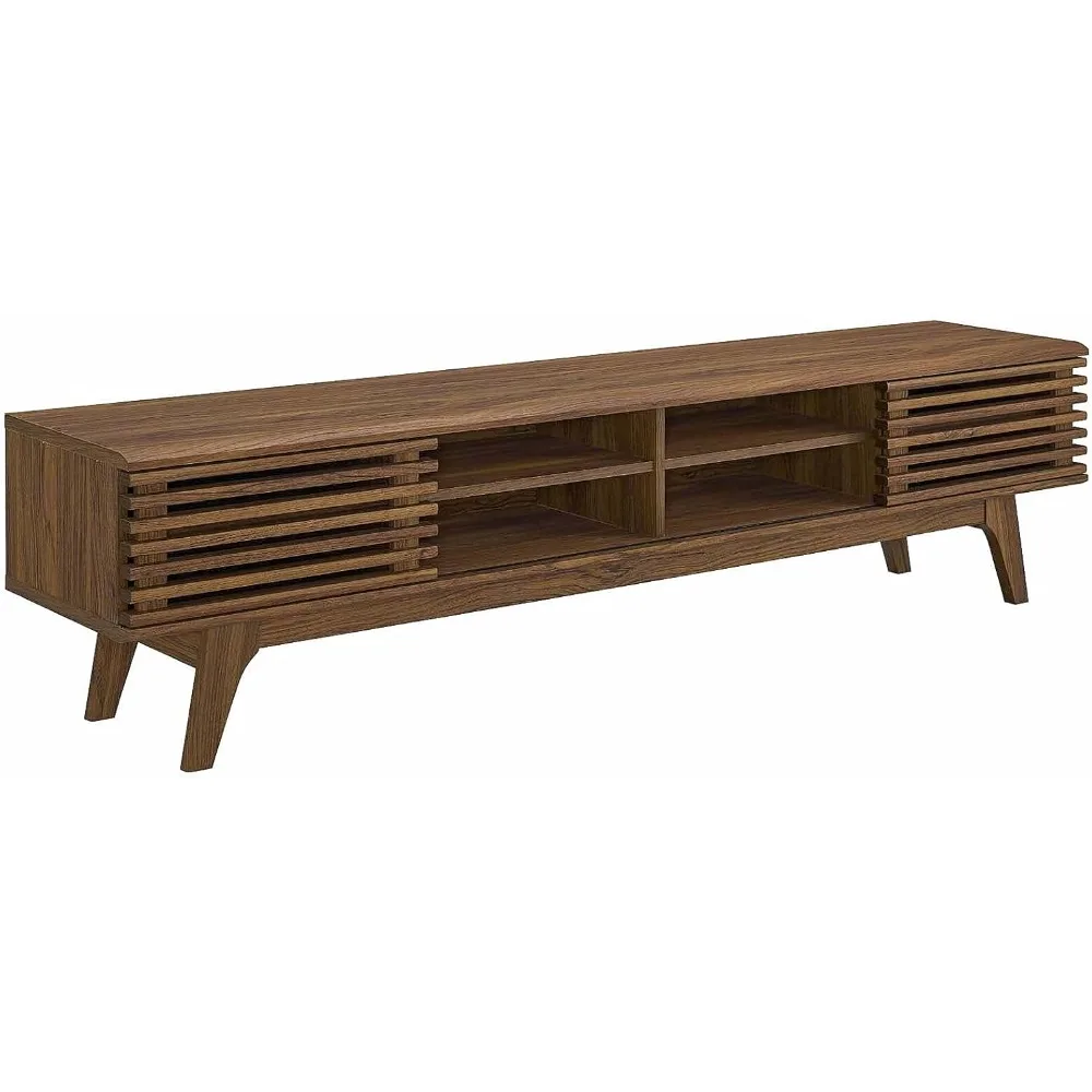 

Render 70 Mid-Century Modern Low Profile Media Console TV Stand, 70 Inch, Walnut Walnut