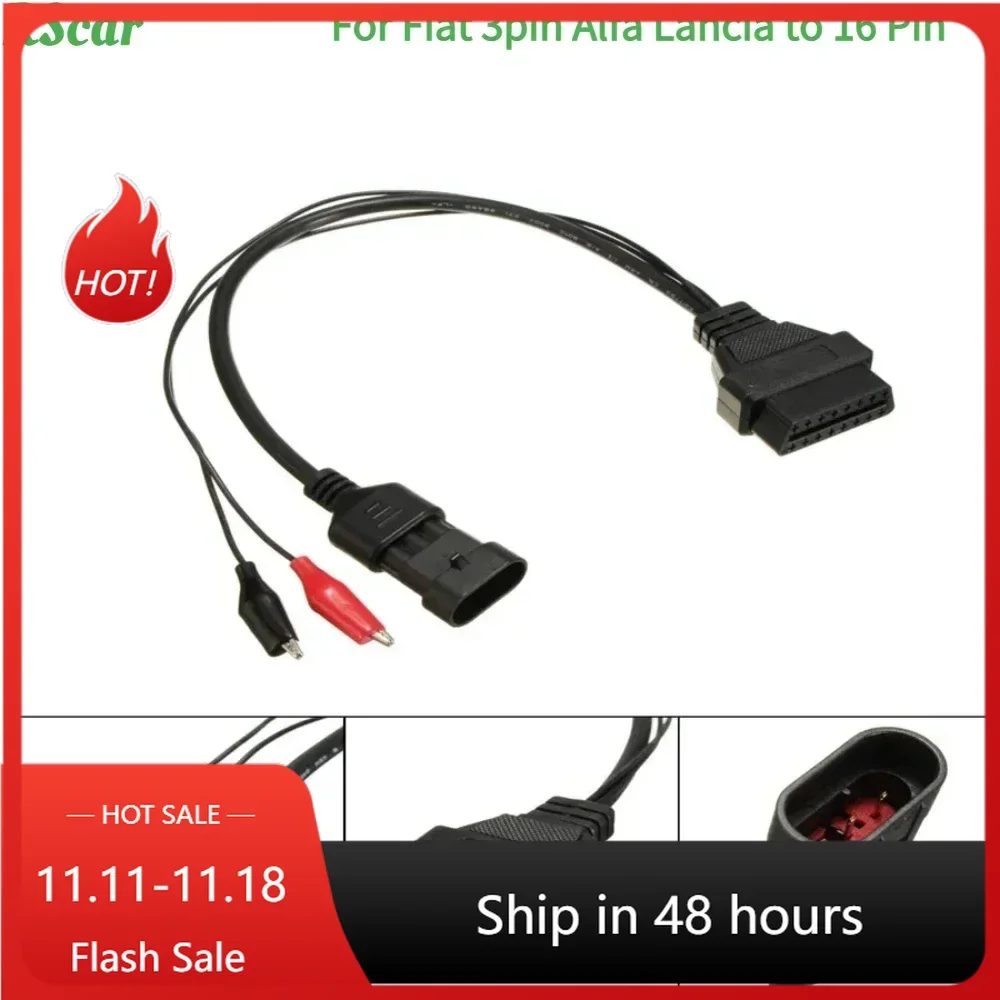 NEW for Fiat 3pin Lancia FOR Alfa Romeo 3 Pin OBD2 16 Pin Tool Adapter Cable Adapter Car Extension Diagnostic Connector Cables