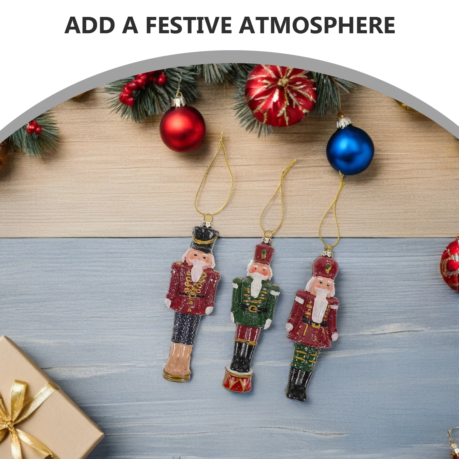 

3pcs Christmas Tree Decorations Plastic Nutcracker Hanging Ornaments Holiday Soldier Figurines Xmas Party Home Decor