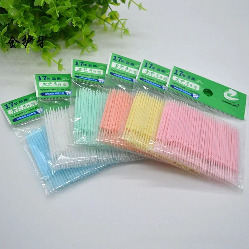 

100pcs Double Head Dental Toothpicks Floss Interdental Toothpick Brush Oral Brush Teeth Stick Dental Oral Care Cleaning Tools