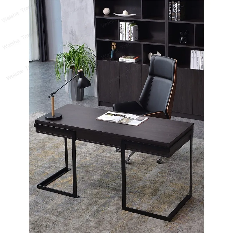 

Минималистичный домашний комплект мебели для кабинета: комбинированный письменный стол и книжный шкаф