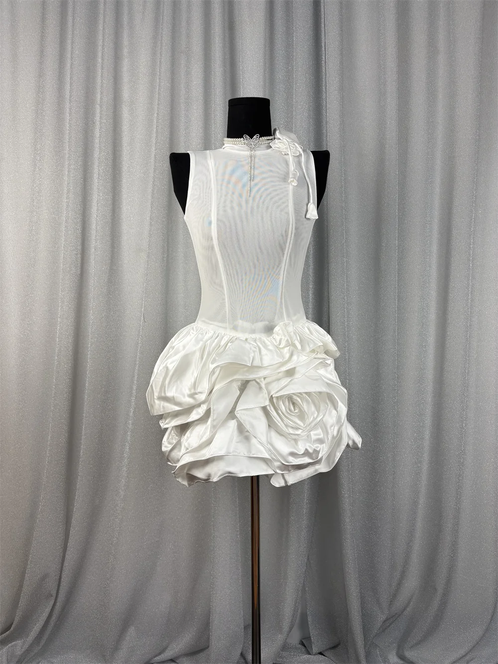 

Женское летнее белое мини-платье без рукавов с цветочным принтом на день рождения, сексуальное сетчатое прозрачное вечернее праздничное платье, клубное платье