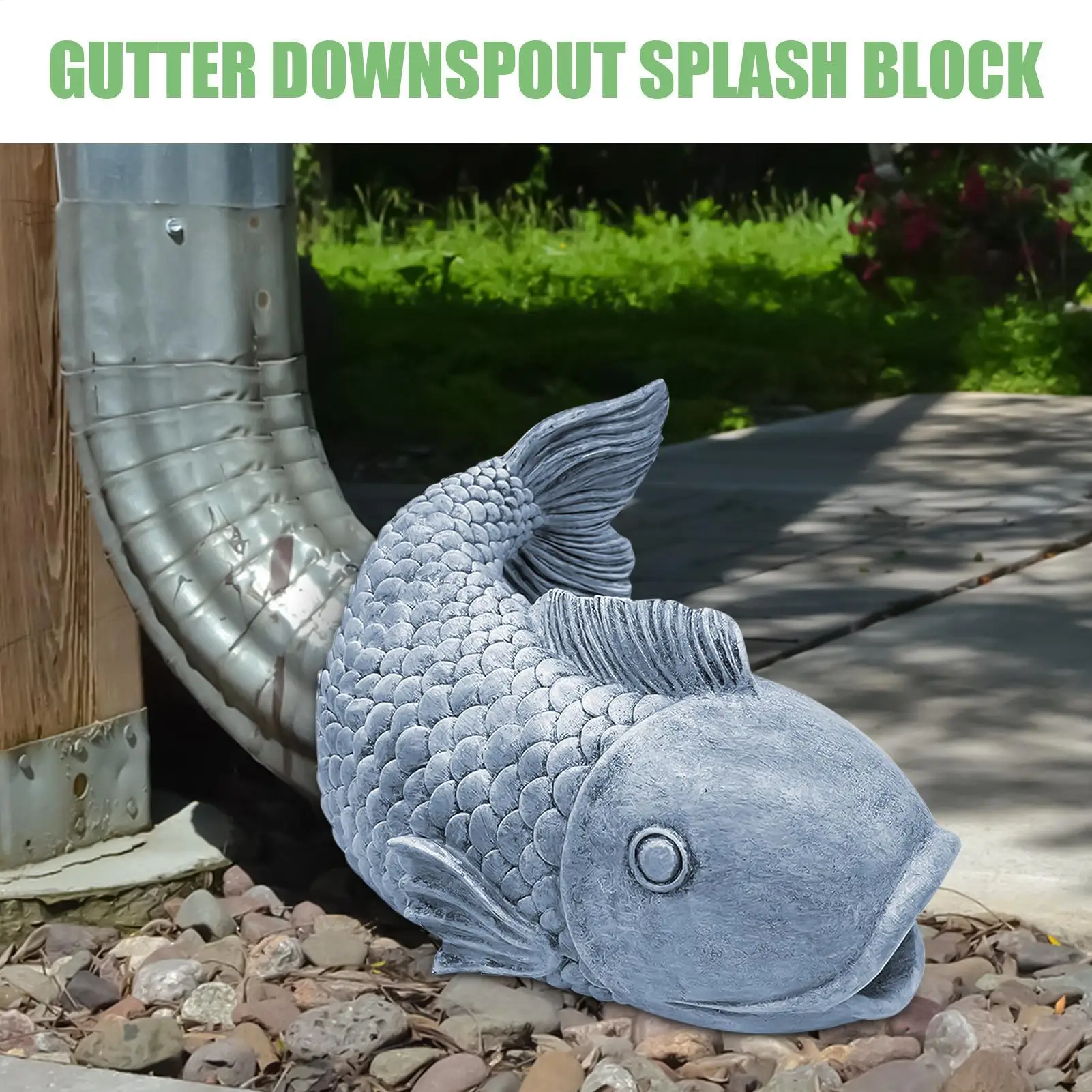 Gutter Spout Realistic Fish Sculpture Gutter Diverter Resin Extension Block Watering Solution For Yard Patio Residential Lawn