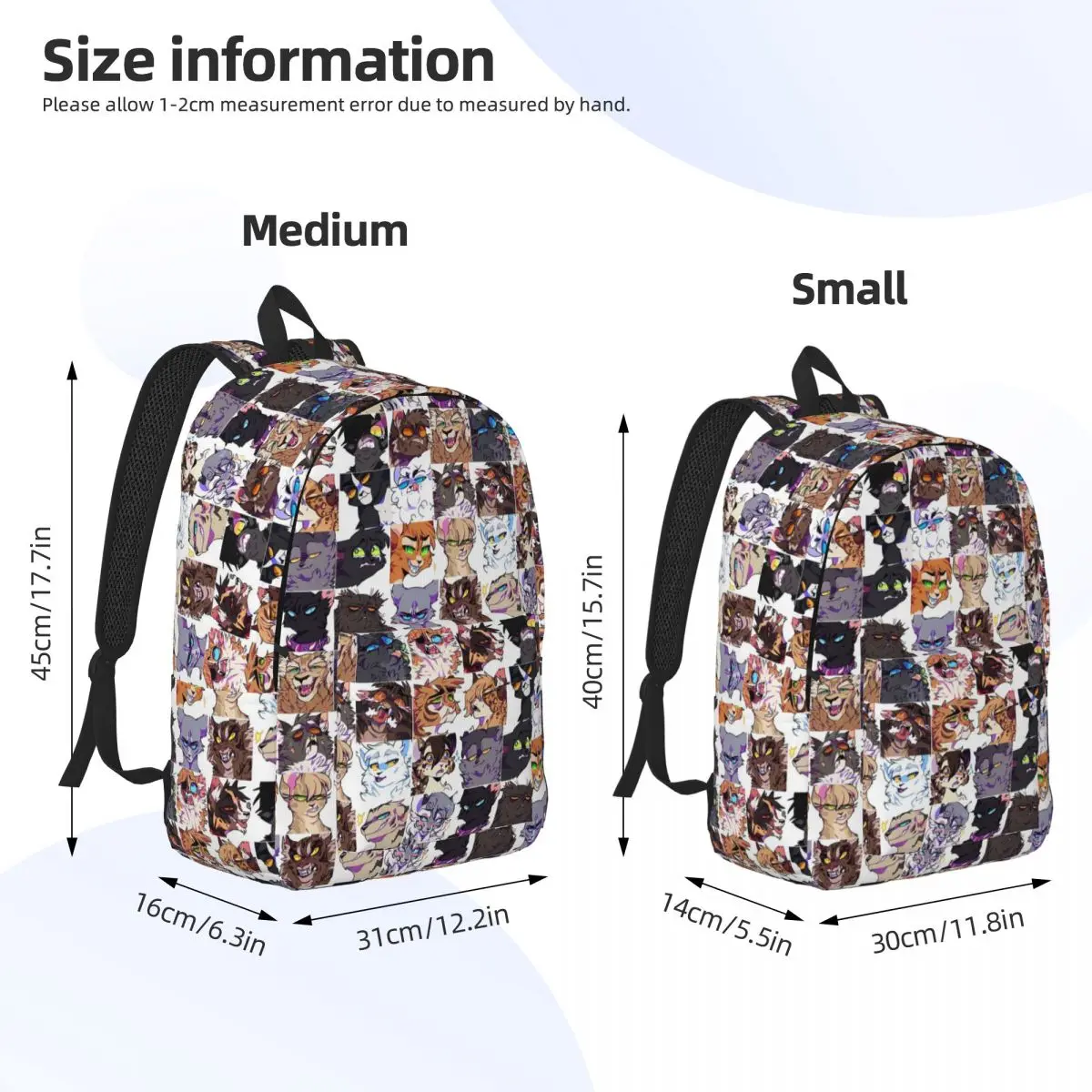 Warrior Cute Cats Lovers Backpack Daypack Large Capacity Kids BookBag School Bag Shoulder Bags for Men Women