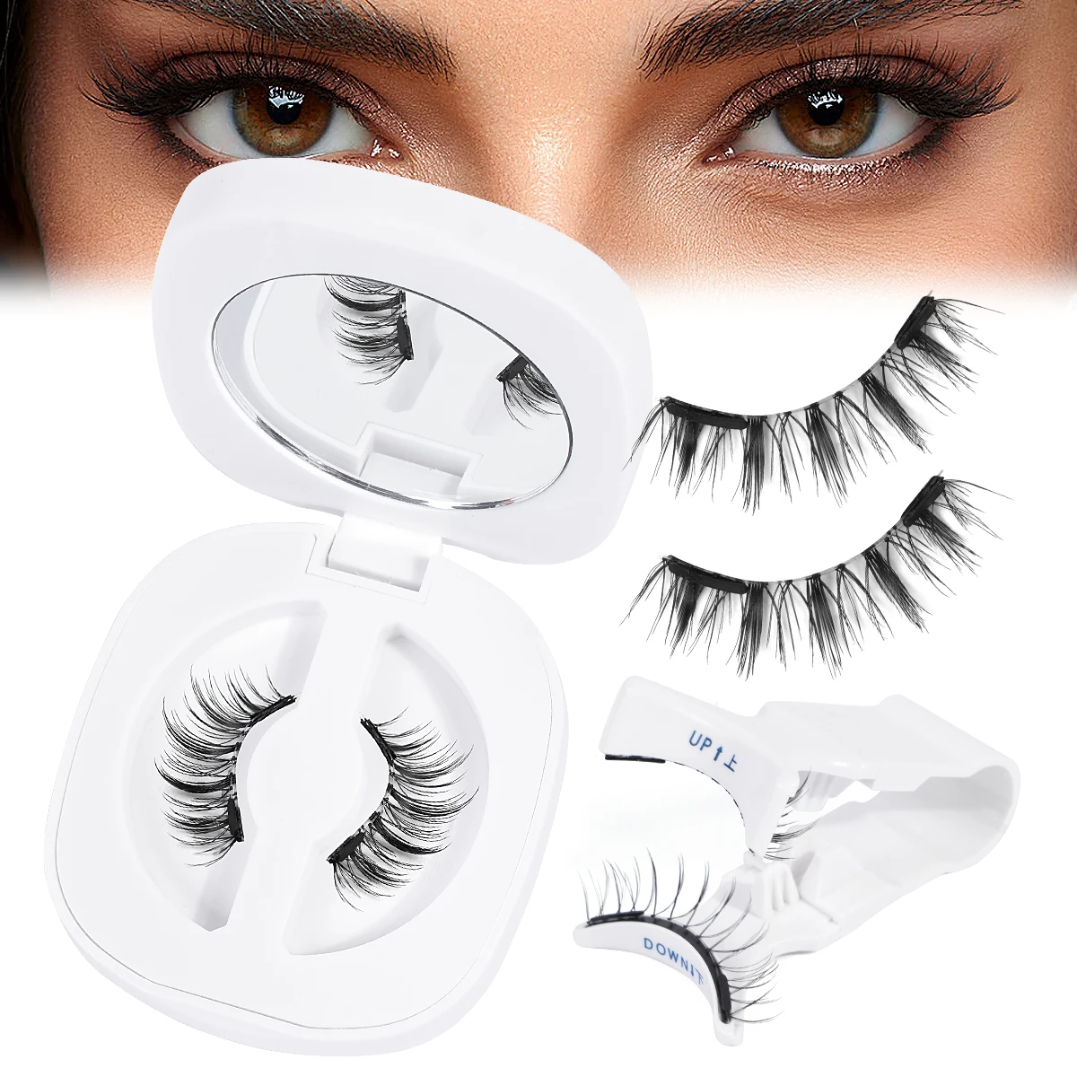 MAGEFY Magnetic Eyelashes with Mirror Applicator Glue Free Reusable Magnetic Lashes Natural Anime Cat Eye Magnetic Lashes Tools