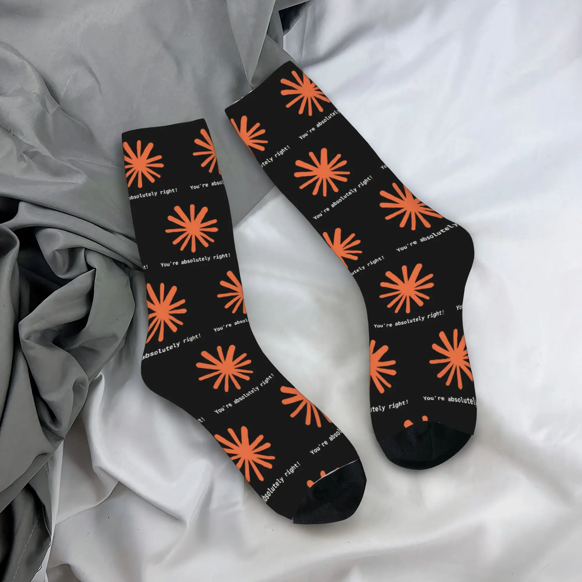 Claude Code You're Absolutely Right  Theme Crew Socks Outfits for Women Men Flexible Sock
