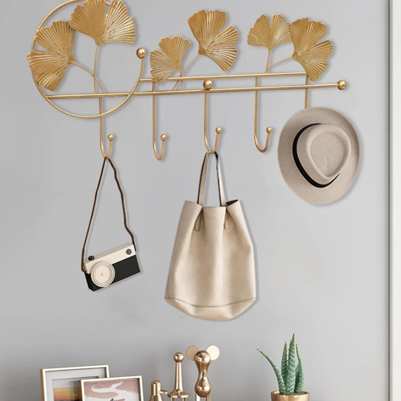 Modern Hook Up Fan-Shaped Leaf Hook Key Holder Wall Hooks Hanging Leaves Bathroom Wall Hook Decorative Minimalist Home-C Durable