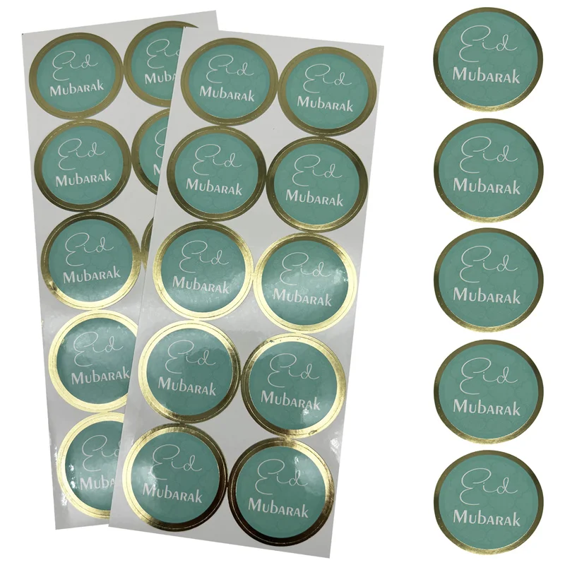 

20Pcs Round 4cm Eid Mubarak Stickers Ramadan Kareem Islamic Muslim Party Home Ramadan Gift Candy Box DIY Label Sticker Supplies