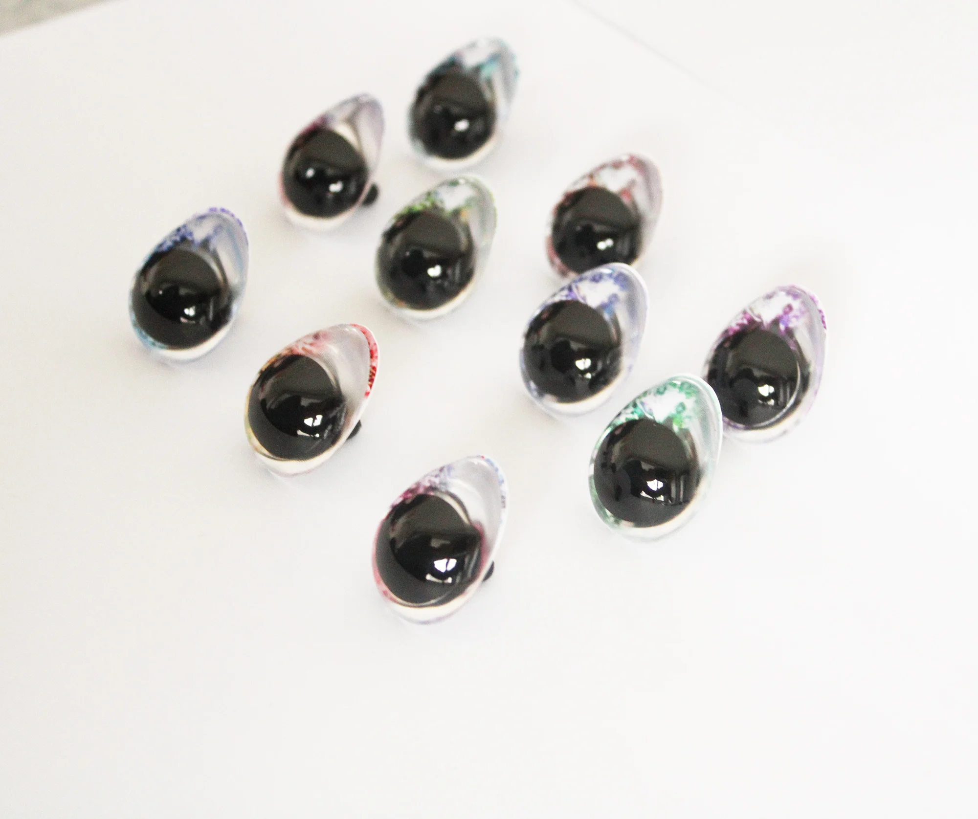 20pcs/lot 13x16mm 17x20mm 22x26mm  oval shape glitter toy aniaml  eyes clear doll findings with handpress washer size option-MT5