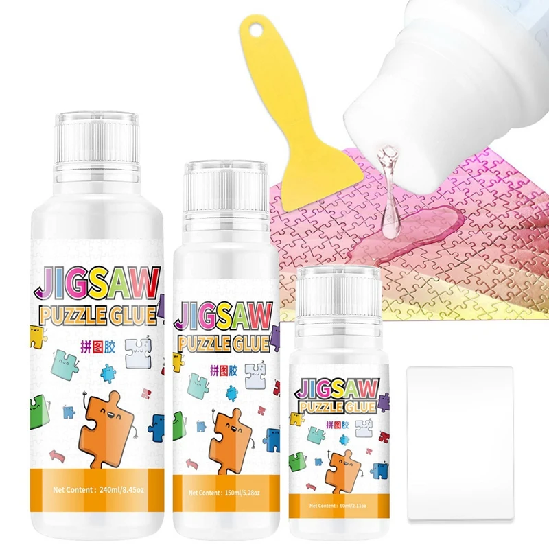 Jigsaw Puzzle Glue, 150ML Jigsaw Glue With Sponge Head, Non-Toxic And Quick Dry Puzzle Sealer Easy To Use