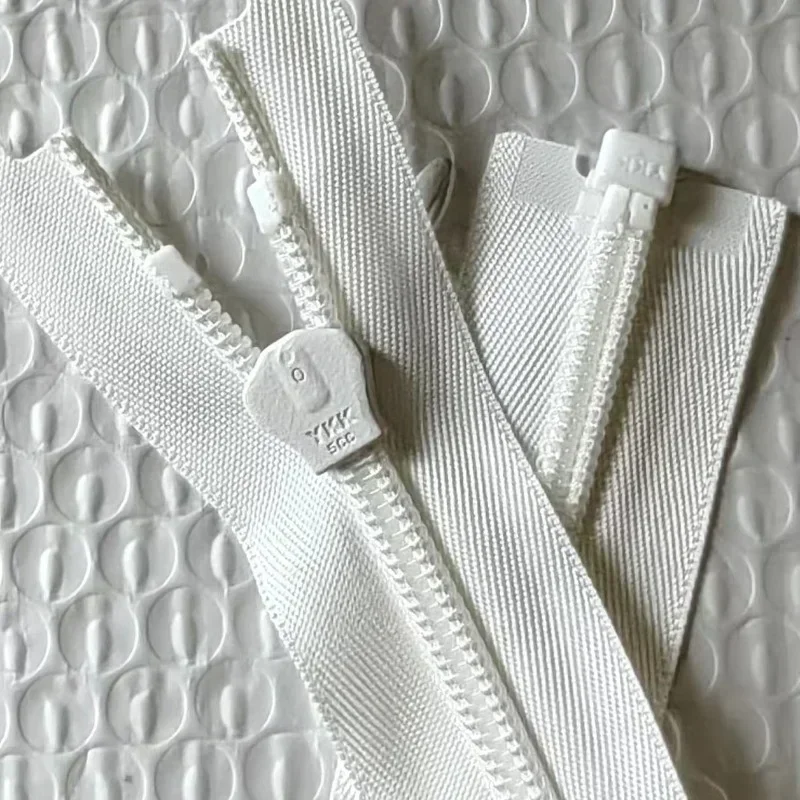 2pcs/Lot 5CC 60cm Ykk Zipper Invisible Hidden Nylon Coil Wedding Dress Jacket Seamless Single Open Off White Sewing Accessory