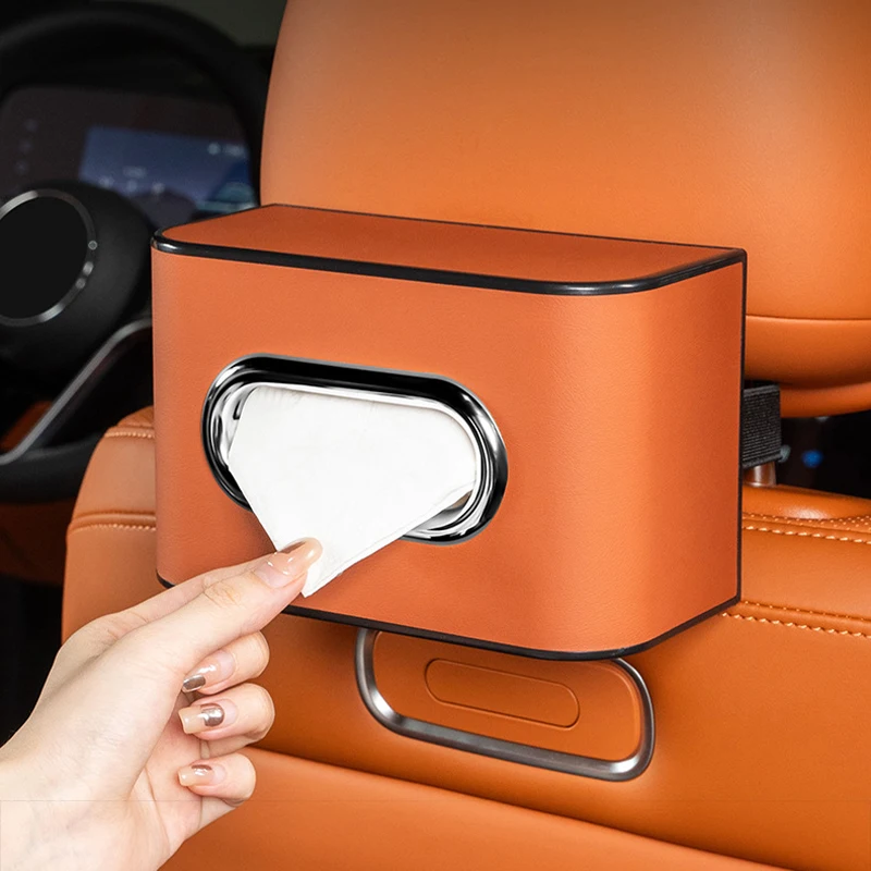 

1pc Eco-Friendly Leather Car Tissue Box – Odorless Auto Tissue Holder, Easy Install Cute Car Accessories