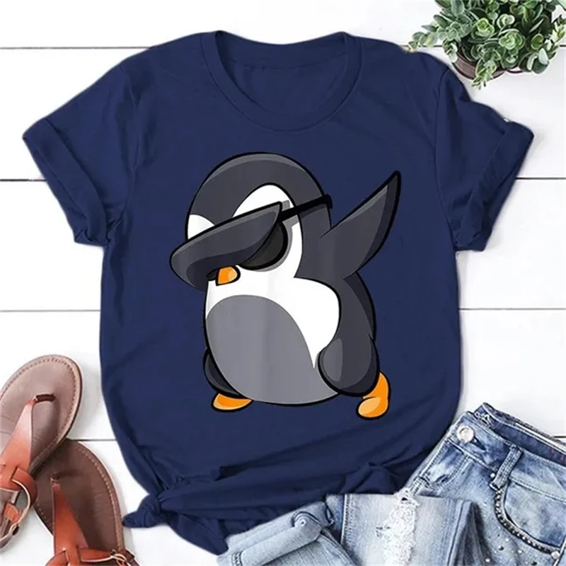 T-shirt manches courtes homme et femme, estival et décontracté, avec impression de Dab Penguins, de haute qualité