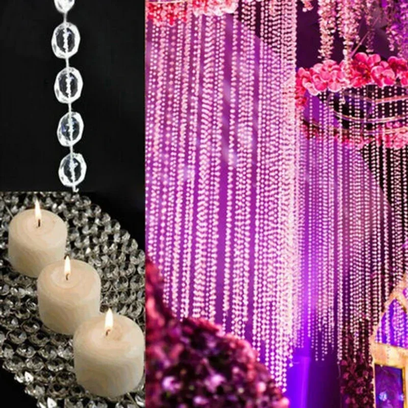 

10m Acrylic Beads Strand Line Chain Garland Diamond Strand Wedding Party Diamond Garland Decors Curtain DIY Decoration