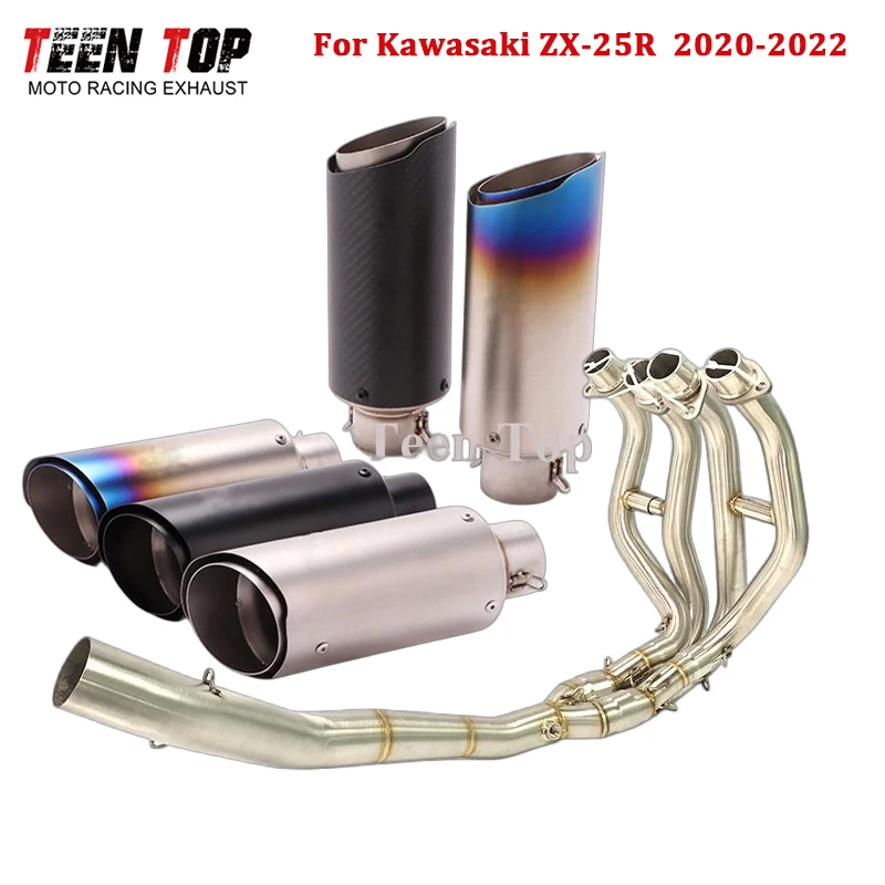 

51 мм выхлопная труба мотоцикла для Kawasaki ZX-25R, полная выхлопная система 2020-2022 ZX25R, передняя труба, глушитель 250 мм, глушитель