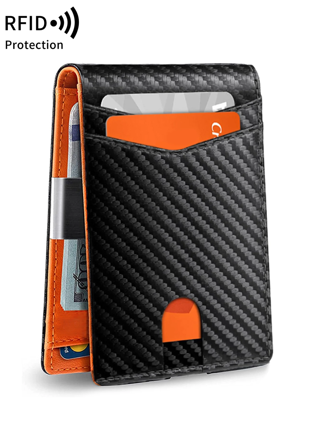 Men's Slim Thin Minimalist Front Pocket Wallets Men RFID Blocking Protected Portable Card Holder 12 Card Multifunctional Wallet