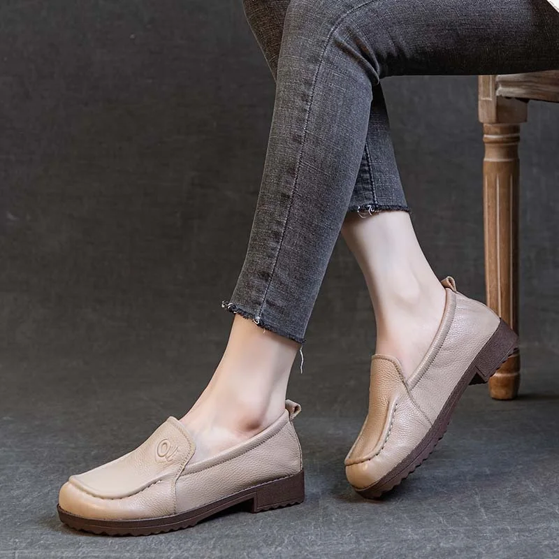 DRKANOL mocassini in vera pelle stile letterario donna Slip On Flats scarpe suola in gomma morbida tacco basso Comfort scarpe retrò fatte a mano