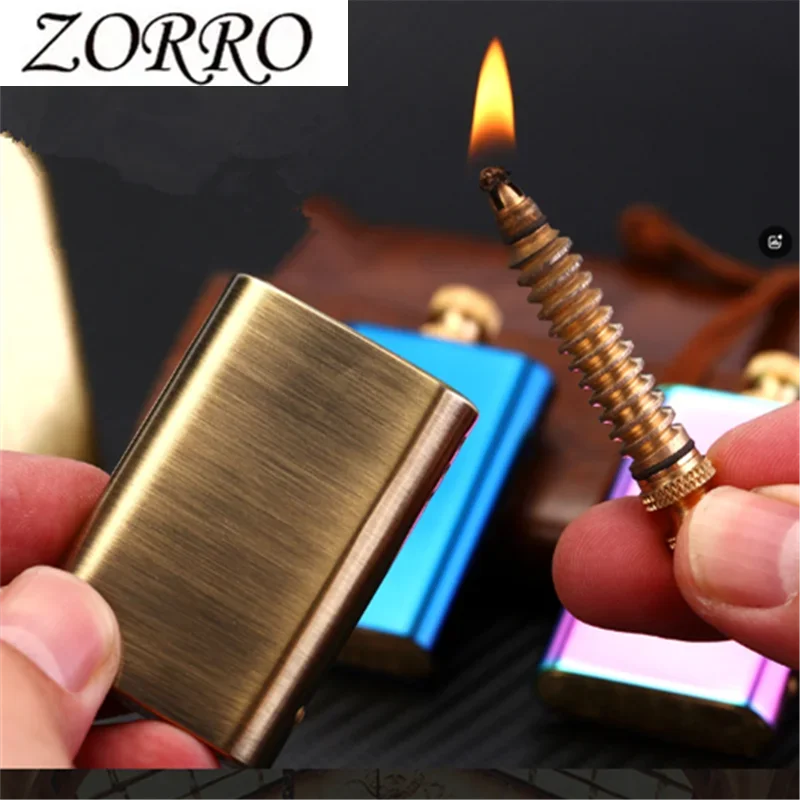 New ZORRO Matchbox Kerosene Lighter Brass Creative Torch Draw Million Matches Portable Retro Men 's Collection Gift