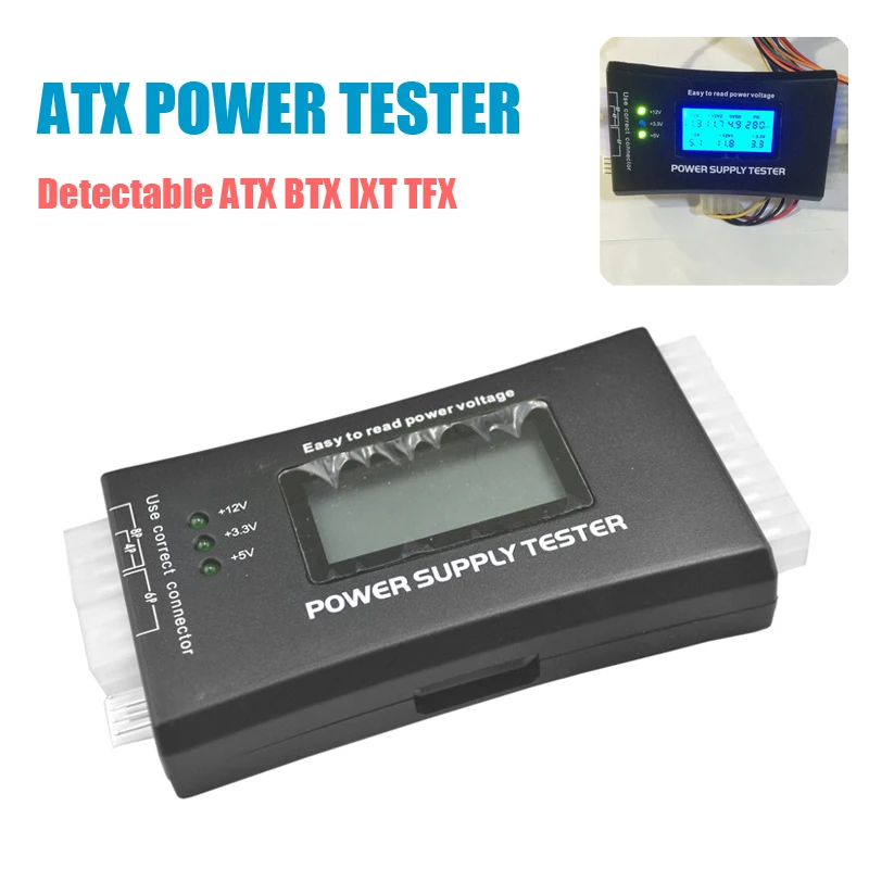 

20/24 Pin Digital LCD Display PC Computer LCD Power Supply Tester Check Quick Bank Supply Power Measuring Diagnostic Tester Tool